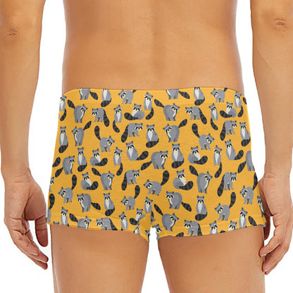 Cute Raccoon Pattern Print Men's Short Boxer Briefs