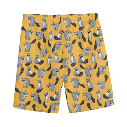 Cute Raccoon Pattern Print Men's Sports Shorts