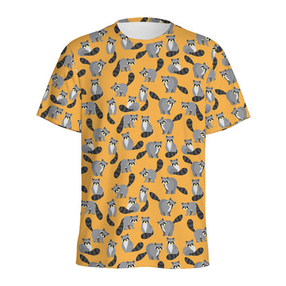Cute Raccoon Pattern Print Men's Sports T-Shirt