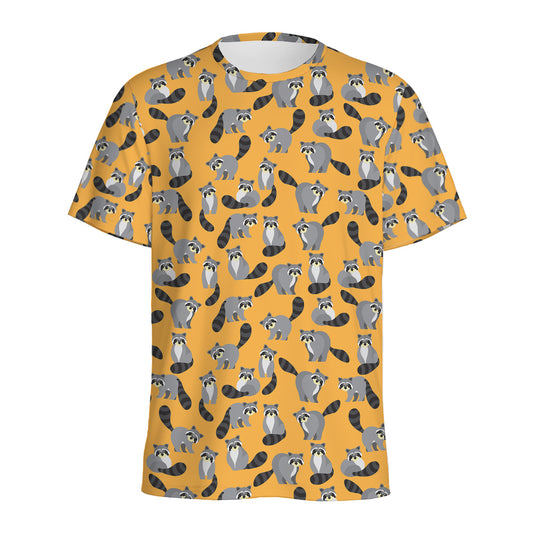 Cute Raccoon Pattern Print Men's Sports T-Shirt