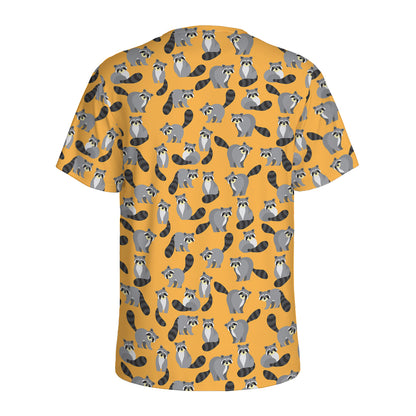 Cute Raccoon Pattern Print Men's Sports T-Shirt