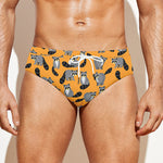 Cute Raccoon Pattern Print Men's Swim Briefs