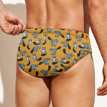 Cute Raccoon Pattern Print Men's Swim Briefs