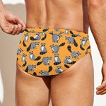 Cute Raccoon Pattern Print Men's Swim Briefs