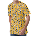 Cute Raccoon Pattern Print Men's Velvet T-Shirt