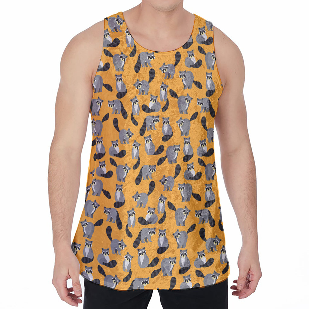 Cute Raccoon Pattern Print Men's Velvet Tank Top