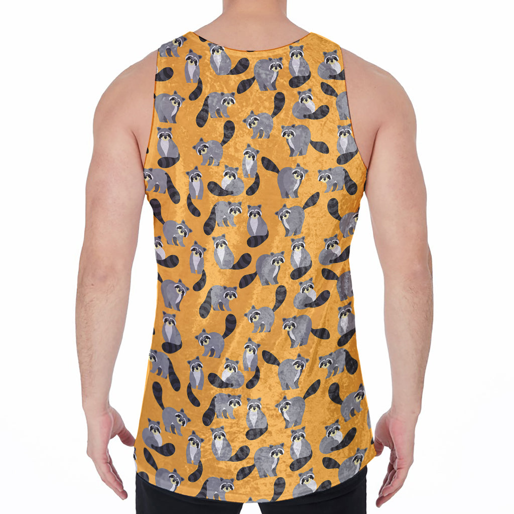 Cute Raccoon Pattern Print Men's Velvet Tank Top