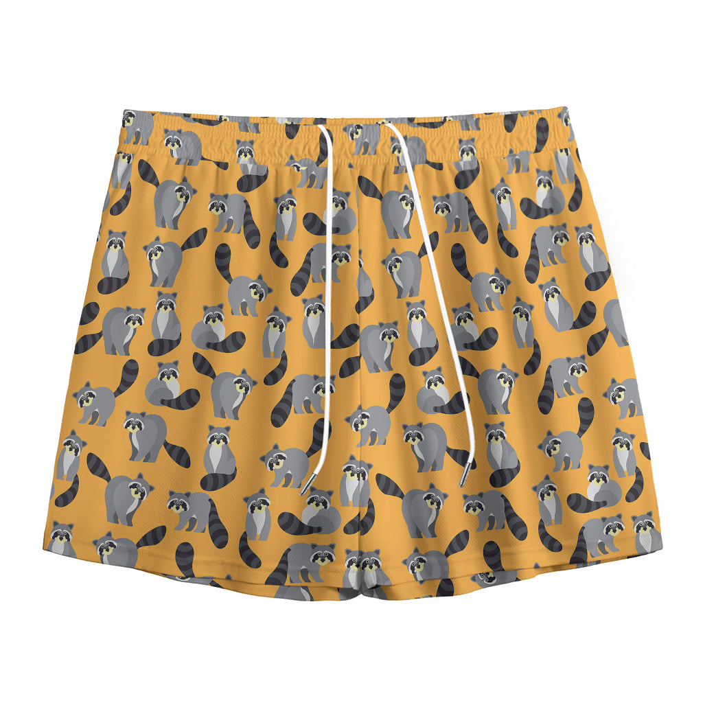Cute Raccoon Pattern Print Mesh Shorts