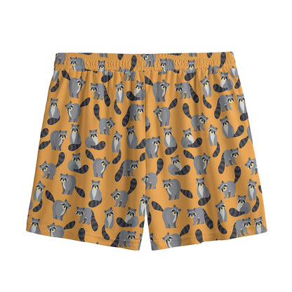 Cute Raccoon Pattern Print Mesh Shorts