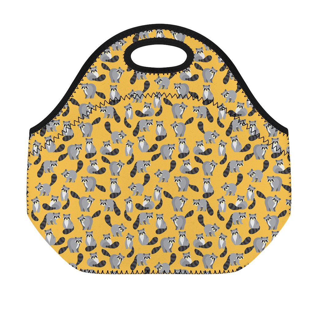 Cute Raccoon Pattern Print Neoprene Lunch Bag