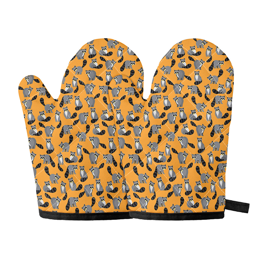 Cute Raccoon Pattern Print Oven Mitts