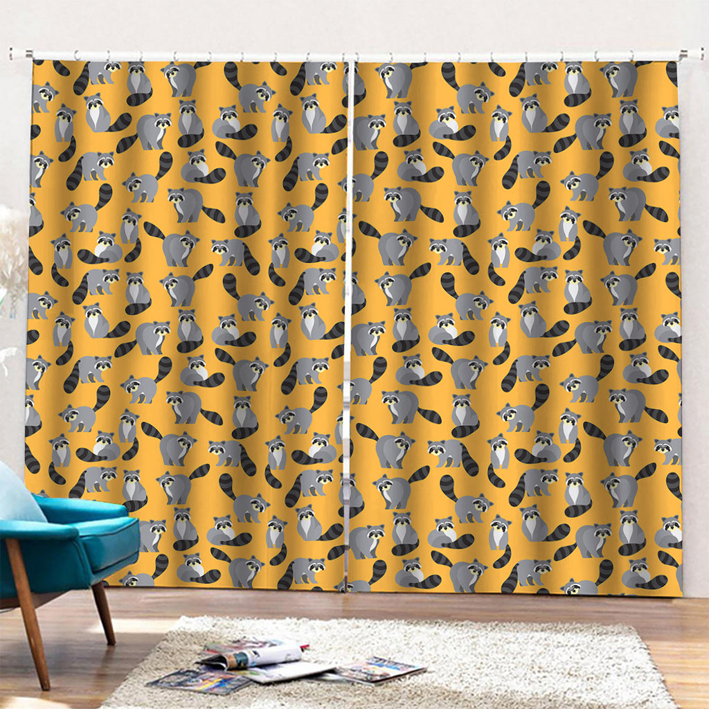 Cute Raccoon Pattern Print Pencil Pleat Curtains