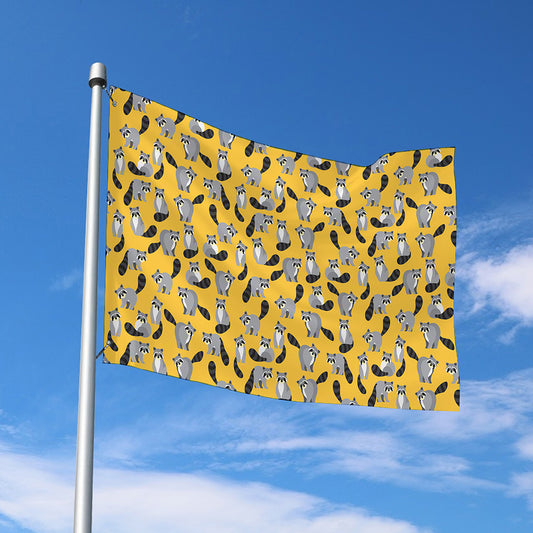 Cute Raccoon Pattern Print Polyester Flag