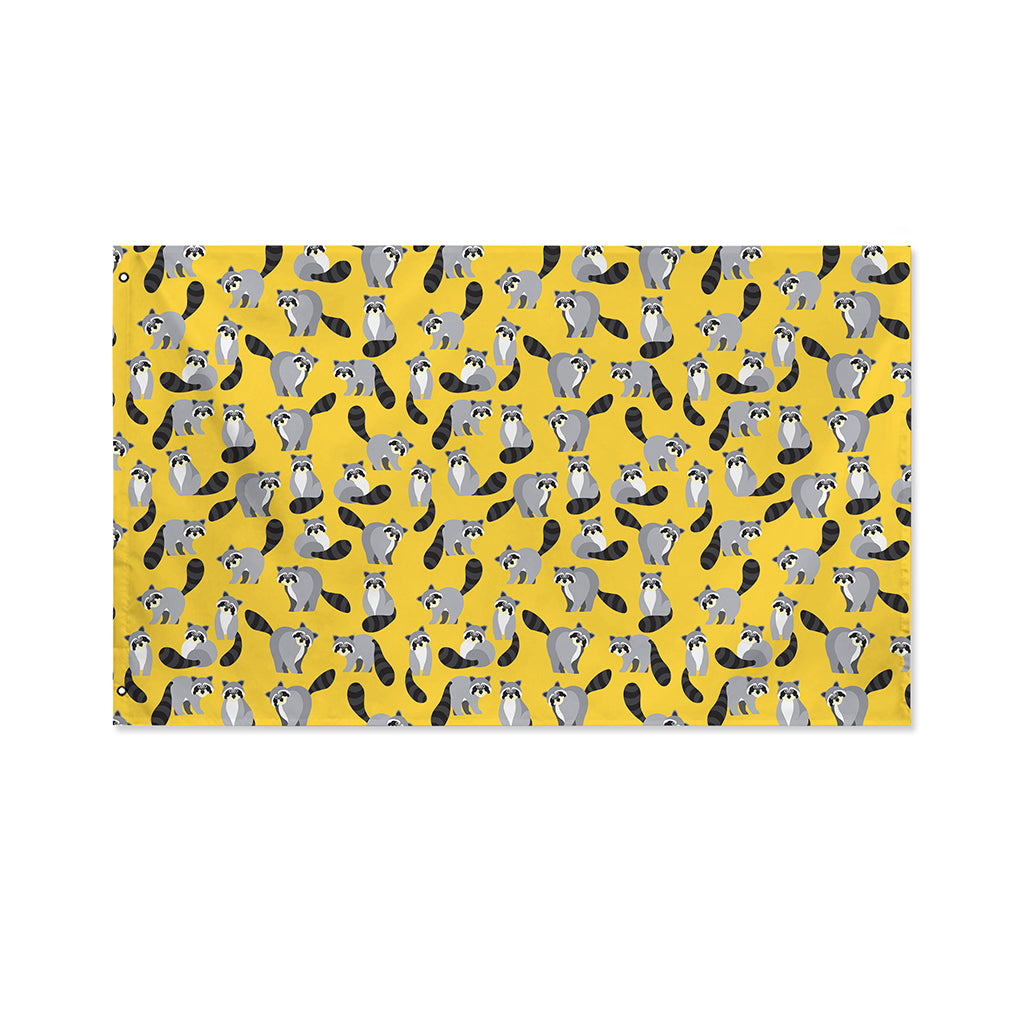 Cute Raccoon Pattern Print Polyester Flag
