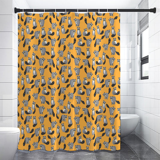 Cute Raccoon Pattern Print Premium Shower Curtain