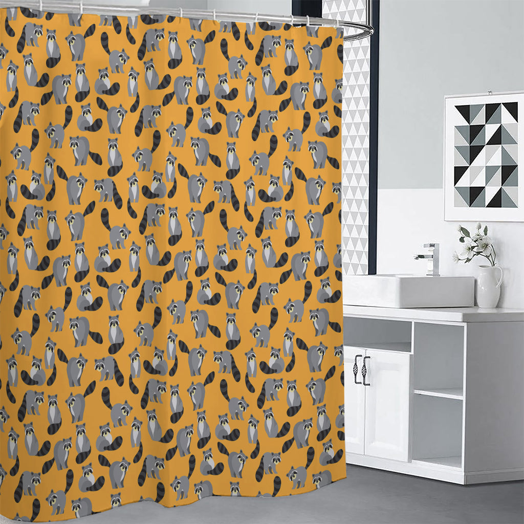 Cute Raccoon Pattern Print Premium Shower Curtain