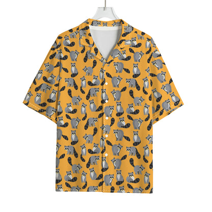 Cute Raccoon Pattern Print Rayon Hawaiian Shirt
