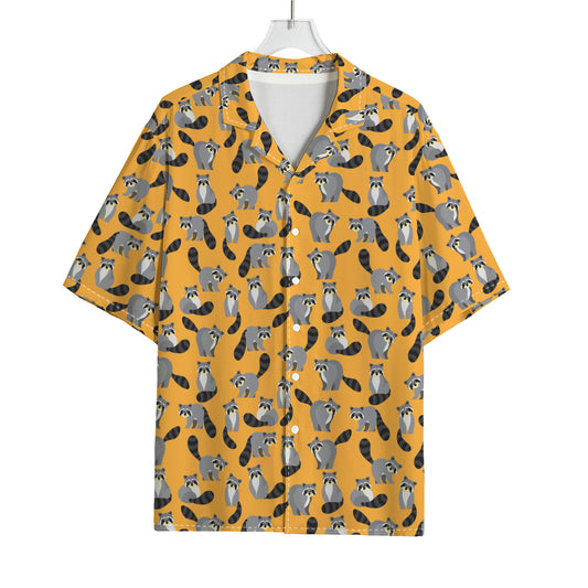 Cute Raccoon Pattern Print Rayon Hawaiian Shirt