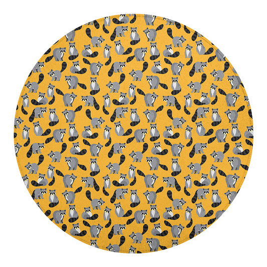 Cute Raccoon Pattern Print Round Blanket