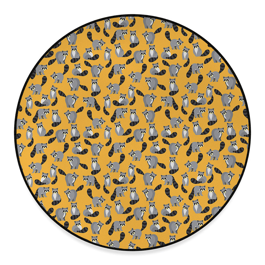 Cute Raccoon Pattern Print Round Floor Mat