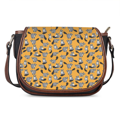 Cute Raccoon Pattern Print Saddle Bag