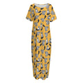 Cute Raccoon Pattern Print Short Sleeve Long Nightdress
