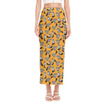 Cute Raccoon Pattern Print Side Slit Maxi Skirt