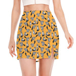 Cute Raccoon Pattern Print Side Slit Mini Skirt