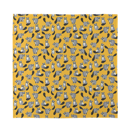 Cute Raccoon Pattern Print Silk Bandana