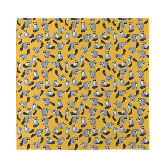 Cute Raccoon Pattern Print Silk Bandana