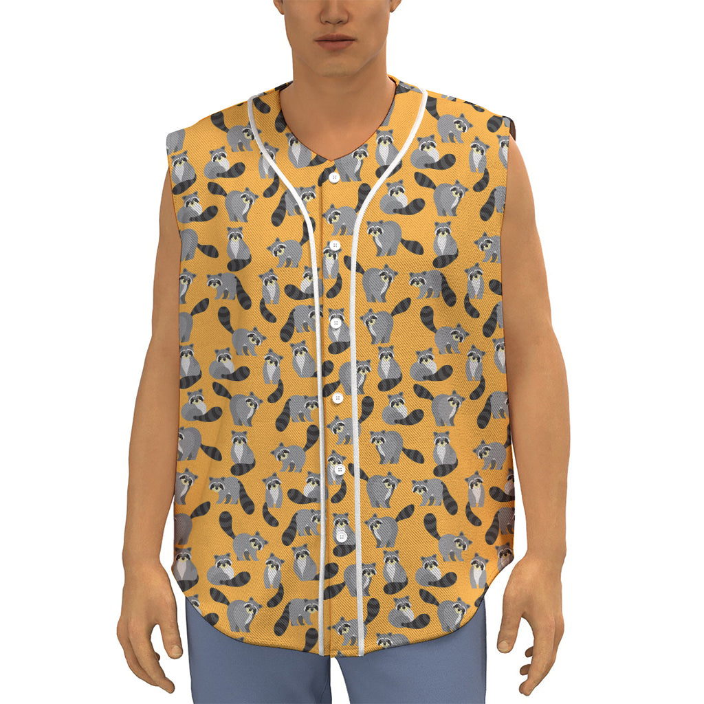 Cute Raccoon Pattern Print Sleeveless Baseball Jersey