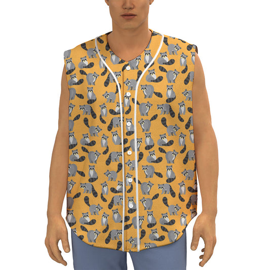 Cute Raccoon Pattern Print Sleeveless Baseball Jersey