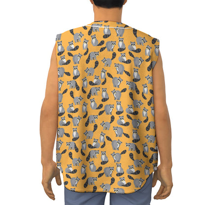 Cute Raccoon Pattern Print Sleeveless Baseball Jersey