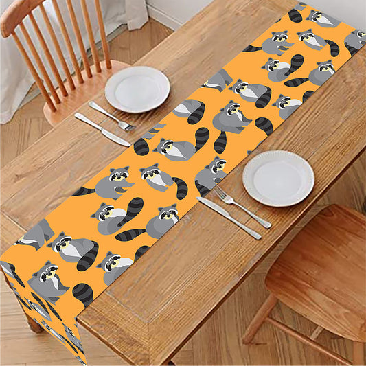 Cute Raccoon Pattern Print Table Runner