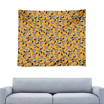 Cute Raccoon Pattern Print Tapestry