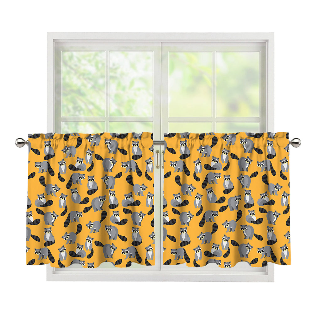 Cute Raccoon Pattern Print Tier Curtains