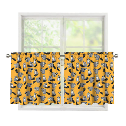 Cute Raccoon Pattern Print Tier Curtains