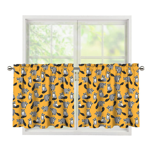 Cute Raccoon Pattern Print Tier Curtains