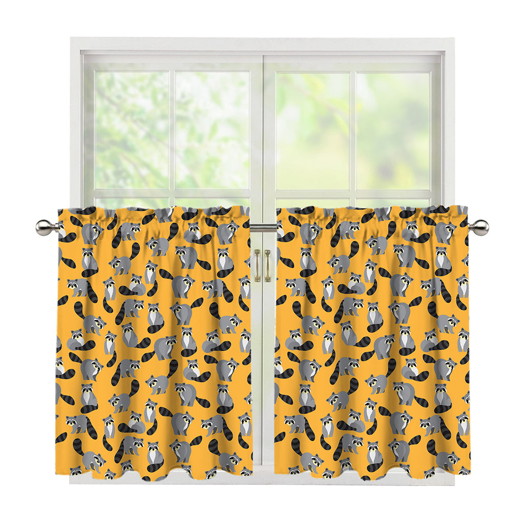 Cute Raccoon Pattern Print Tier Curtains