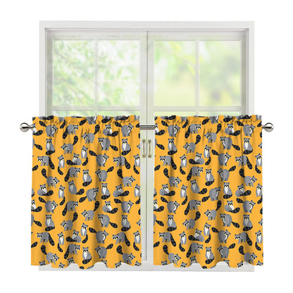 Cute Raccoon Pattern Print Tier Curtains