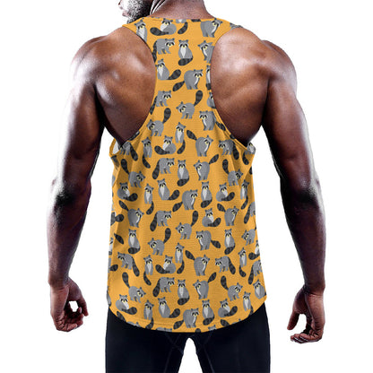 Cute Raccoon Pattern Print Training Tank Top