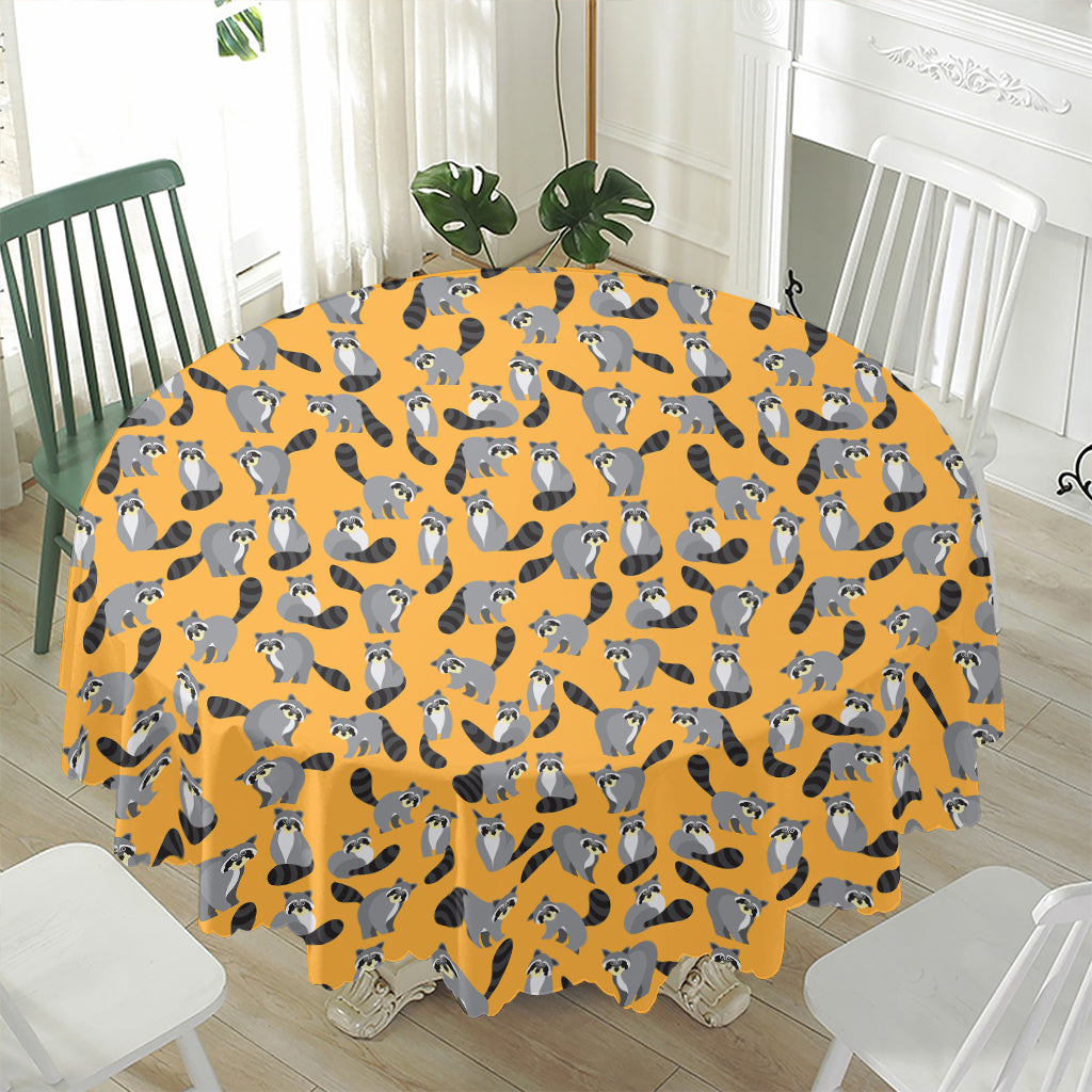 Cute Raccoon Pattern Print Waterproof Round Tablecloth