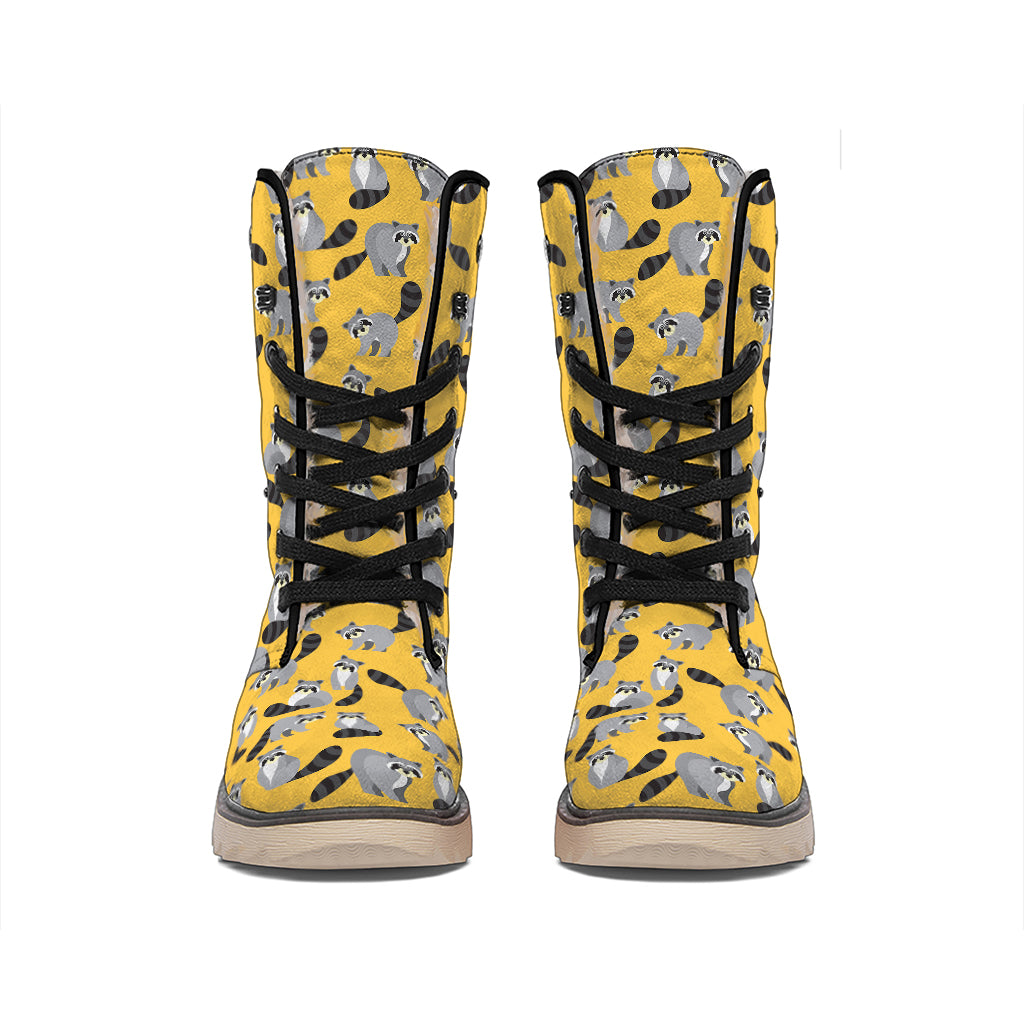 Cute Raccoon Pattern Print Winter Boots