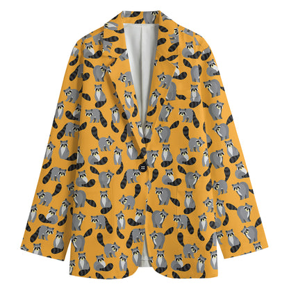 Cute Raccoon Pattern Print Women's Blazer