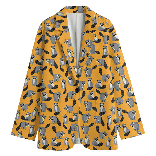 Cute Raccoon Pattern Print Women's Blazer