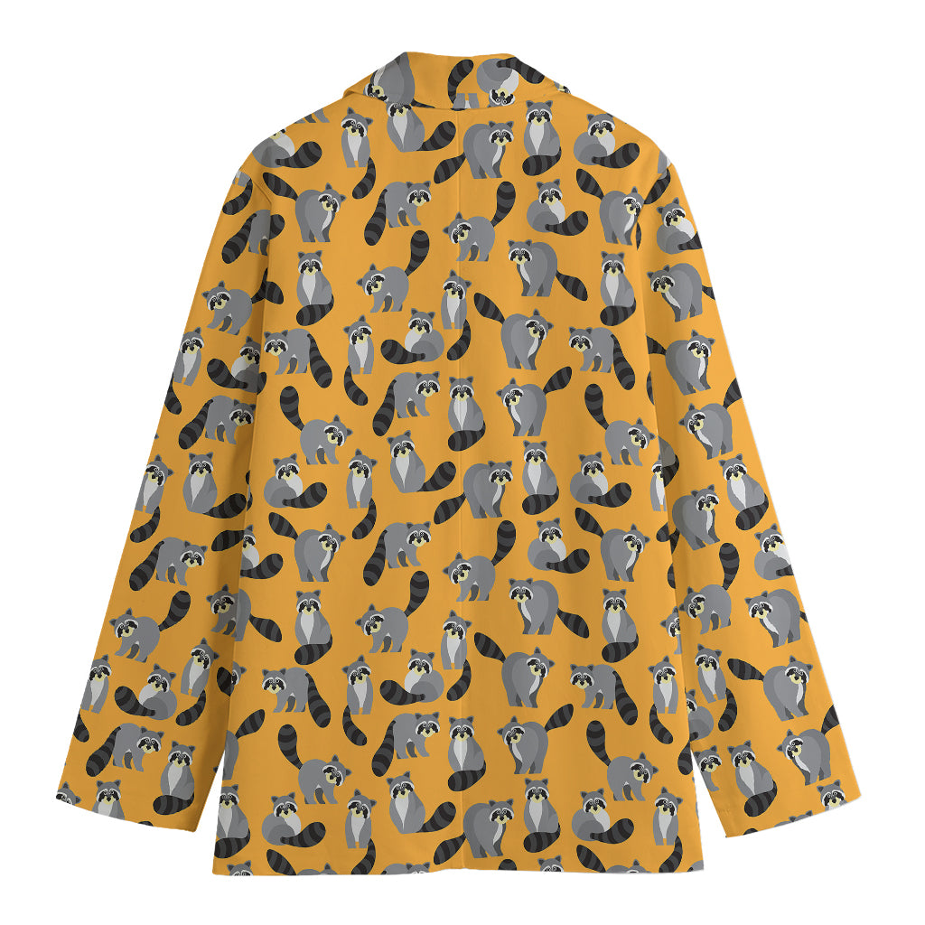 Cute Raccoon Pattern Print Women's Cotton Blazer