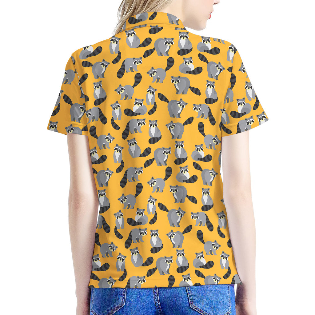 Cute Raccoon Pattern Print Women's Polo Shirt