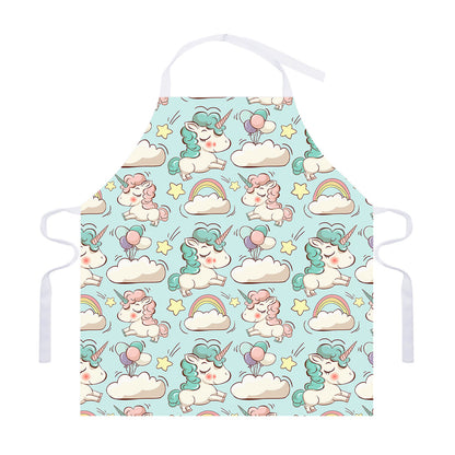 Cute Rainbow Unicorn Pattern Print Adjustable Apron
