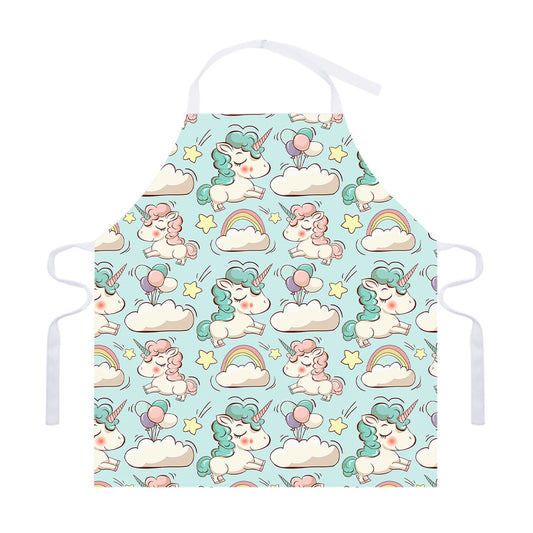 Cute Rainbow Unicorn Pattern Print Adjustable Apron