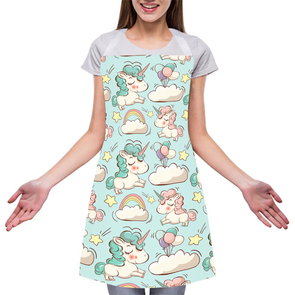 Cute Rainbow Unicorn Pattern Print Adjustable Apron